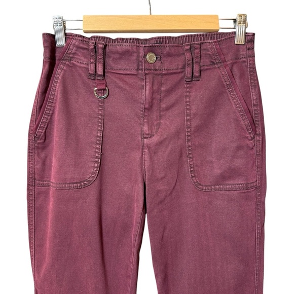 WHBM Mid-Rise Everyday Soft Denim Utility Slim Ankle Jeans Size 4 Burgundy - Picture 2 of 16